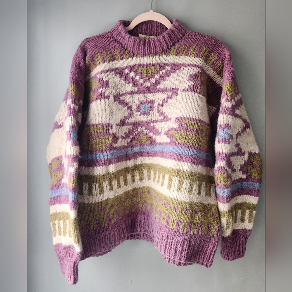 Vintage Natural Threads Chunky Wool Campfire Sweater